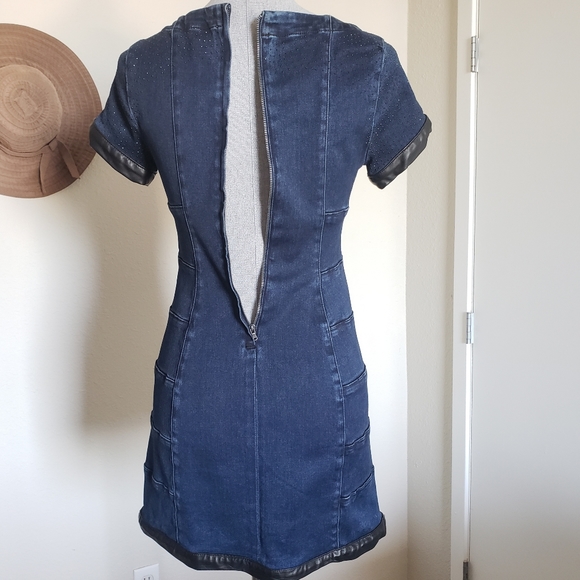 All Mankind Denim Dress with Leather Trim - Picture 6 of 8